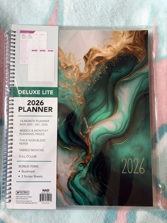 General Printing & Design Other - 2026 Global Printed Products Teal Gold Marble 8.5" × 11"